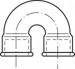 RACORD CURBAT LA 180° DIN FONTA MALEABILA, CUPLAJE INTERIOARE - 60N